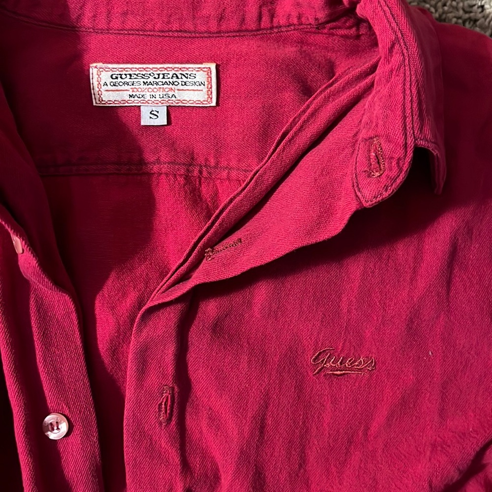 Guess pink denim vest